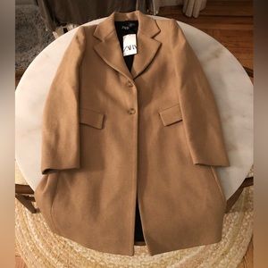 NWT Zara Beige Wool Coat Women’s Size S